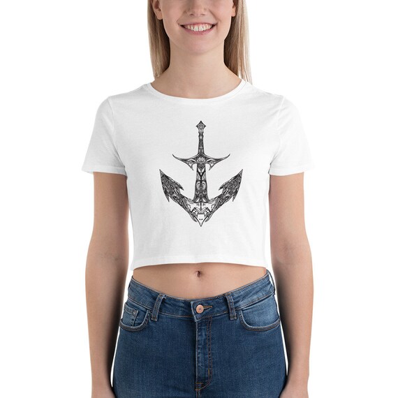 Women’s Crop Tee - Anchor Doodle