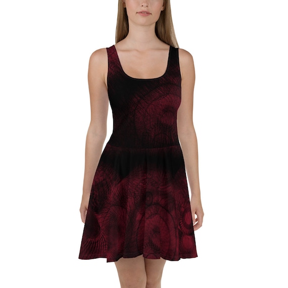 Skater Dress - Black and Red Mandala Design