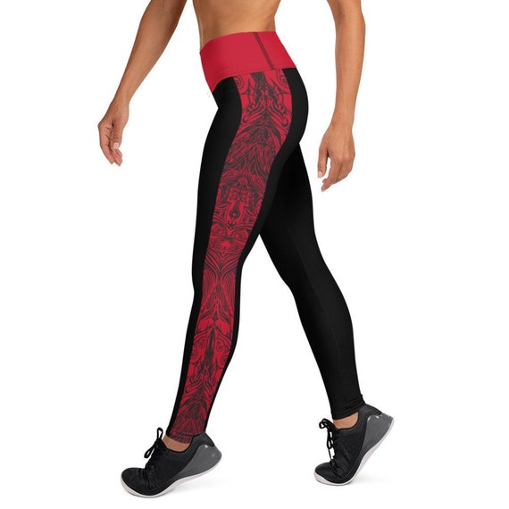 Black and clearance red workout leggings