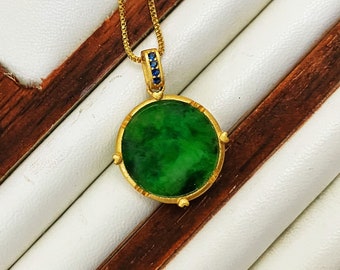 925 Sterling Sliver Genuine Myanmar Jade pendant necklace