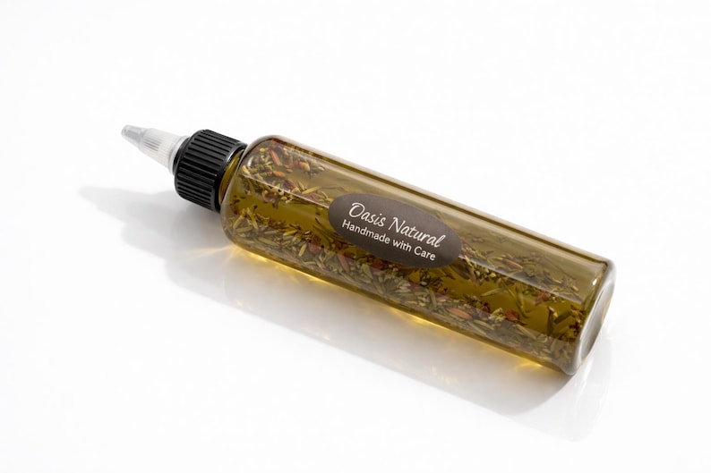 Ayurvedic Indian Herbal hair Oil, herbs infused with Hibiscus, Amla Fenugreek, Curry Leaf, Moringa, Bhringraj for healthy, stronger hair 画像 8