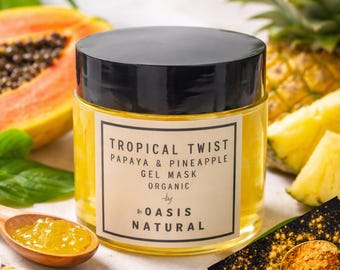 Organic Papaya and pineapple Gel face mask, Enzyme mask, Exfoliating mask, soothing mask, organic facial mask, Brightening mask, Vegan Mask