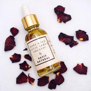 Organic rose face oil, facial serum, and rose glow dry face oil for a radiant, glowing, bright, rejuvenating face oil for dry, dull skin.
