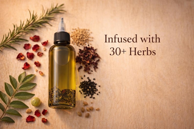 Ayurvedic Indian Hair Oil, Herbal Hair Oil, Ayurvedic Herbs, Hair food, Best pure oil, Natural Hair Care, Moisturize, Dry Scalp treatment image 4