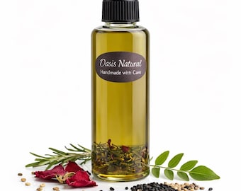 Ayurvedic Herbal Indian Hair care Oil – Organic Natural Scalp treatment, Handmade, Amla, Hibiscus & Bhringraj, Moringa, botanical infusion