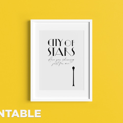 City Of Stars, paroles de musique PRINTABLE DOWNLOAD, décor à la maison, art mural, cadeau femme, amour, petit ami, scientifique, La La Land