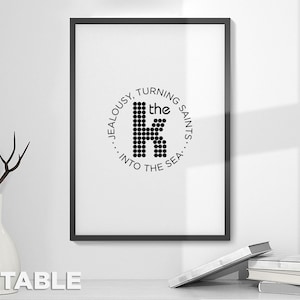 Mr. Brightside, music lyrics PRINTABLE DOWNLOAD,  home decor, wall art, women gift, KILLERS, rock