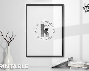 Mr. Brightside, music lyrics PRINTABLE DOWNLOAD,  home decor, wall art, women gift, KILLERS, rock