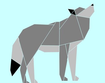 Geometric Wolf Paper Piecing Pattern: 8, 10, 12, 20 inch (PDF Pattern)