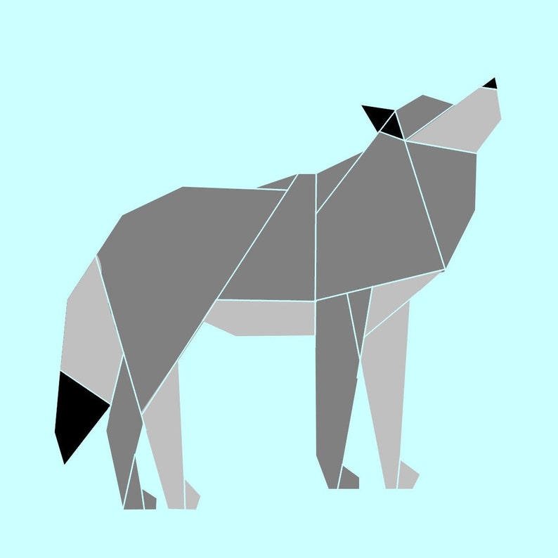 Geometric Wolf Foundation Paper Piecing Pattern - 10, 12 and 20 Inch ...