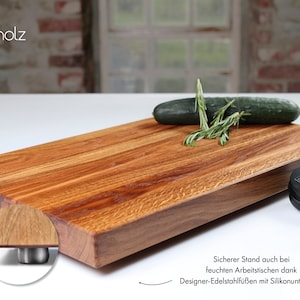 Cutting board made of oak | XL wooden board kitchen | solid kitchen board 50x30x4 large | non-slip feet | wooden cutting board | oak board
