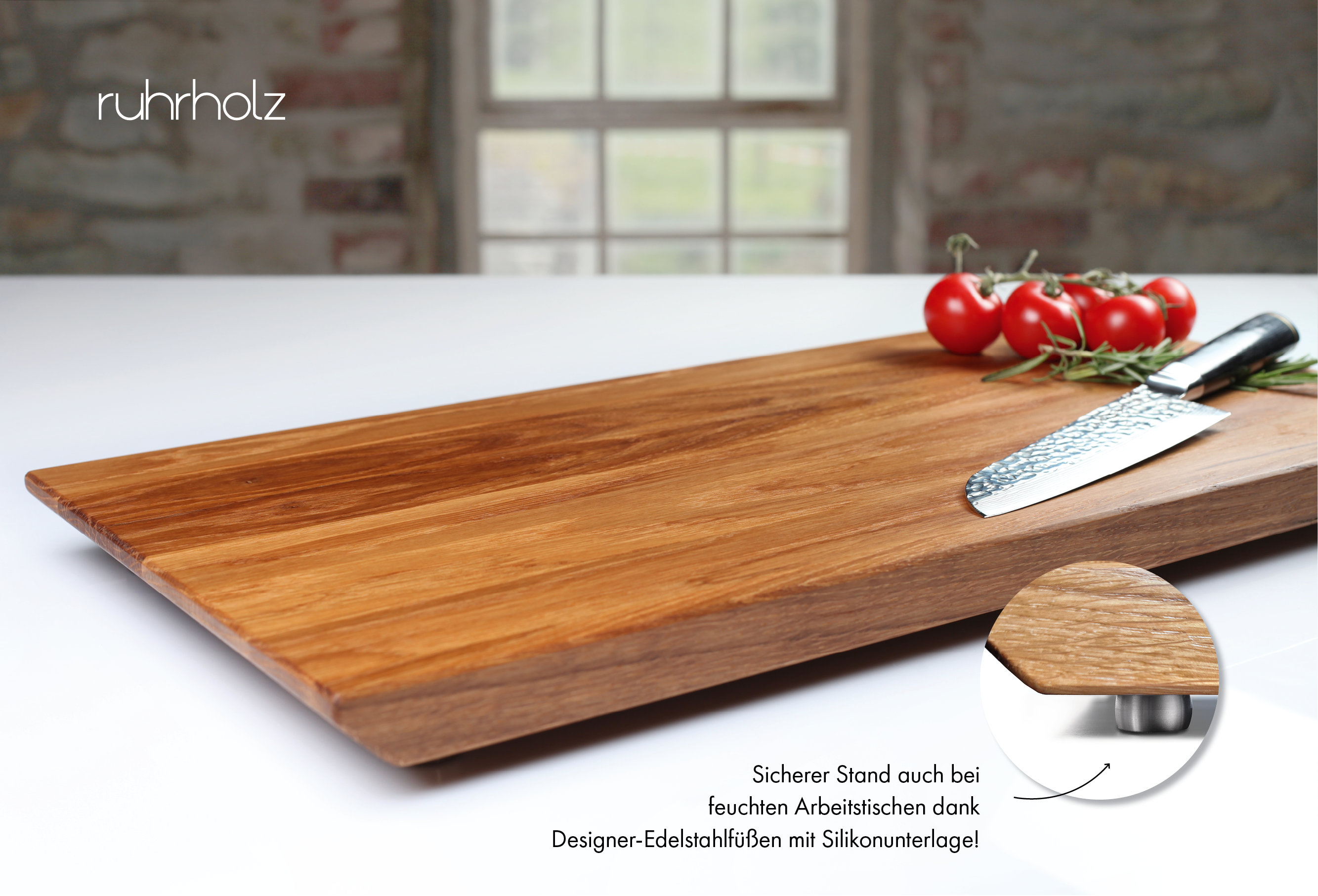 COCOBOSS Schneidebrett Aus Akazienholz – Rutschfeste Füße, 34x23,5x2,7 Cm (XL)