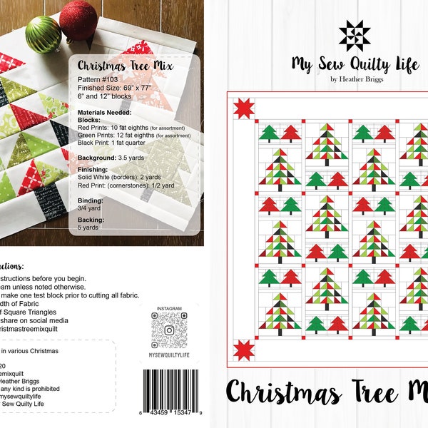 Christmas Tree Mix Quilt PDF Pattern