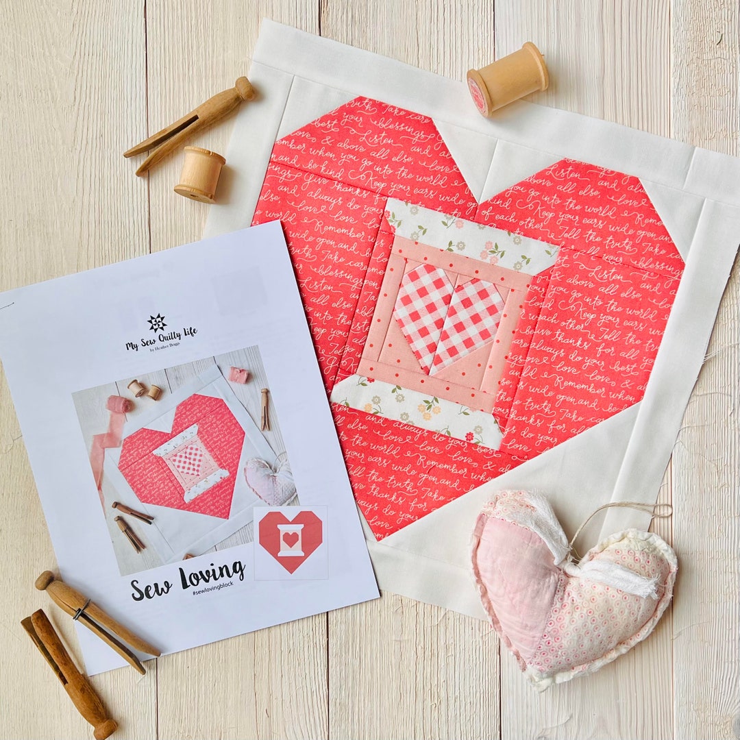Sew Loving Quilt Block PDF Pattern - February 2023 - Etsy