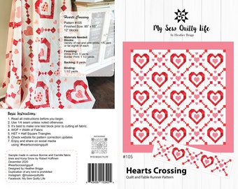 Hearts Crossing Quilt and Table Runner PDF Pattern