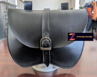 Faux Leather Medieval Renaissance Kidney Pouch Coin Purse Costume Belt Bag Cosplay Dark Brown