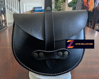 Faux Leather Medieval Coin Purse Renaissance Waist Belt Pouch Noble Hip Bag Black