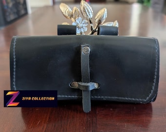 Faux Leather Steampunk Cowboy Cosplay Waist Hip Bag Alchemist Vial Pouch Black Loop Tie