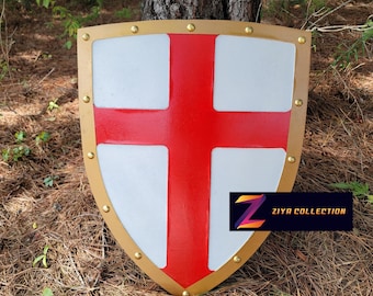Richard The Lion Heart Holy Cross Templar Knight Curved Wood Medieval Heater Shield