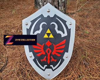 The Legend of Zelda Twilight Princess Dark Link Hylian Shield Carved Curved Wood