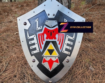 Legend of Zelda Majora’s Mask Dark Link Steel Plated Wooden Curved Hylian Shield