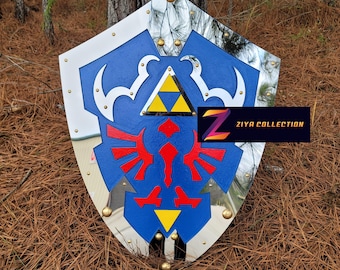 Legend of Zelda Ocarina of Time Link Steel Plated Wooden Curved Hylian Shield
