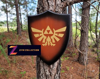 Placa de parede universal em madeira polida com o símbolo Hylian de The Legend of Zelda, espada para decoração de casa.