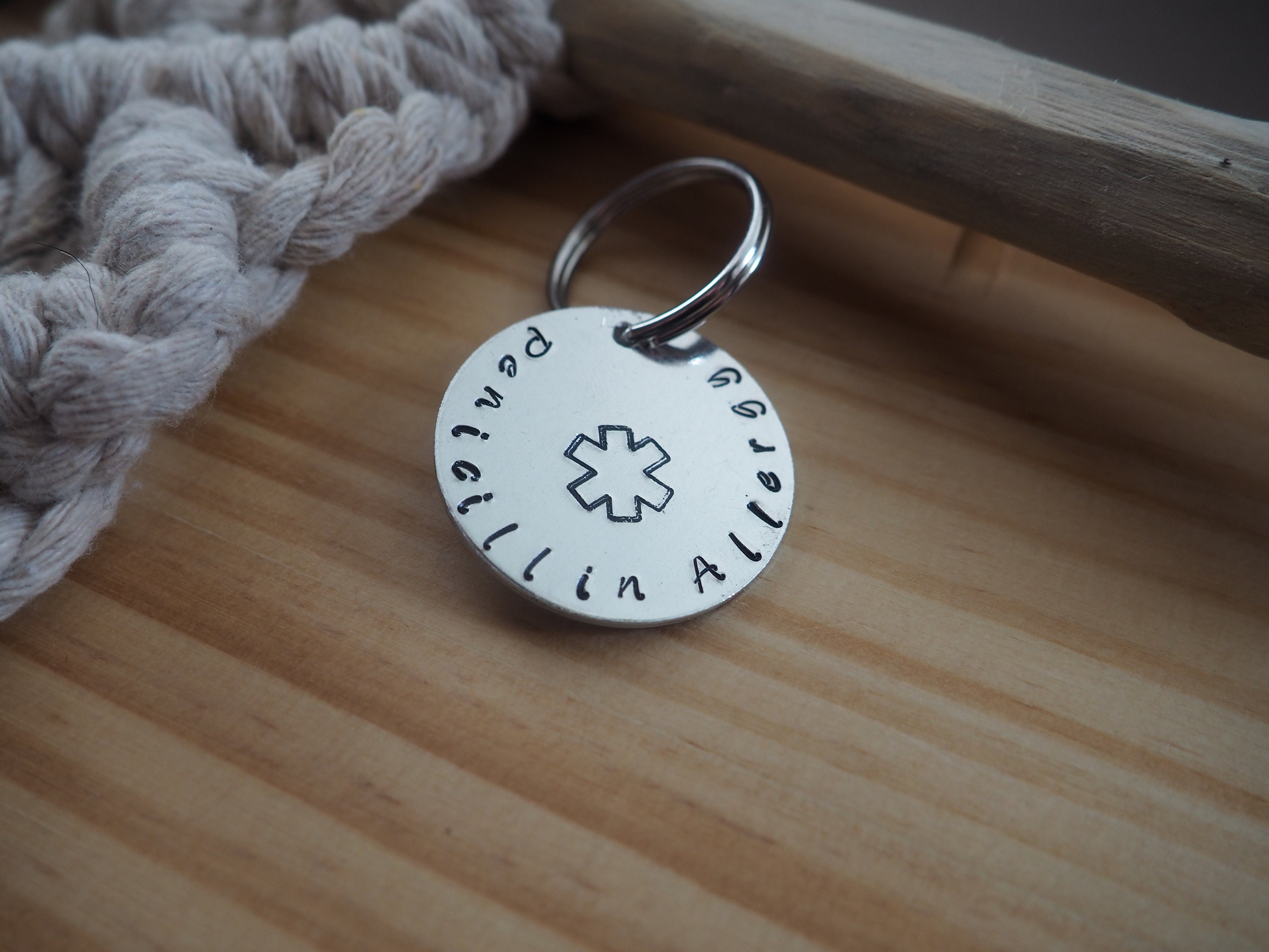 Customizable Medical Alert Keychain Allergy Keychain Etsy