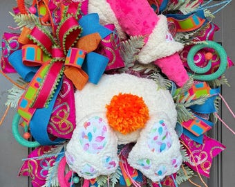 Easter bunny butt wreath, bunny butt wreath, Easter wreath , spring wreath, rabbit wreath, wreath for front door, rabbit legs wreath