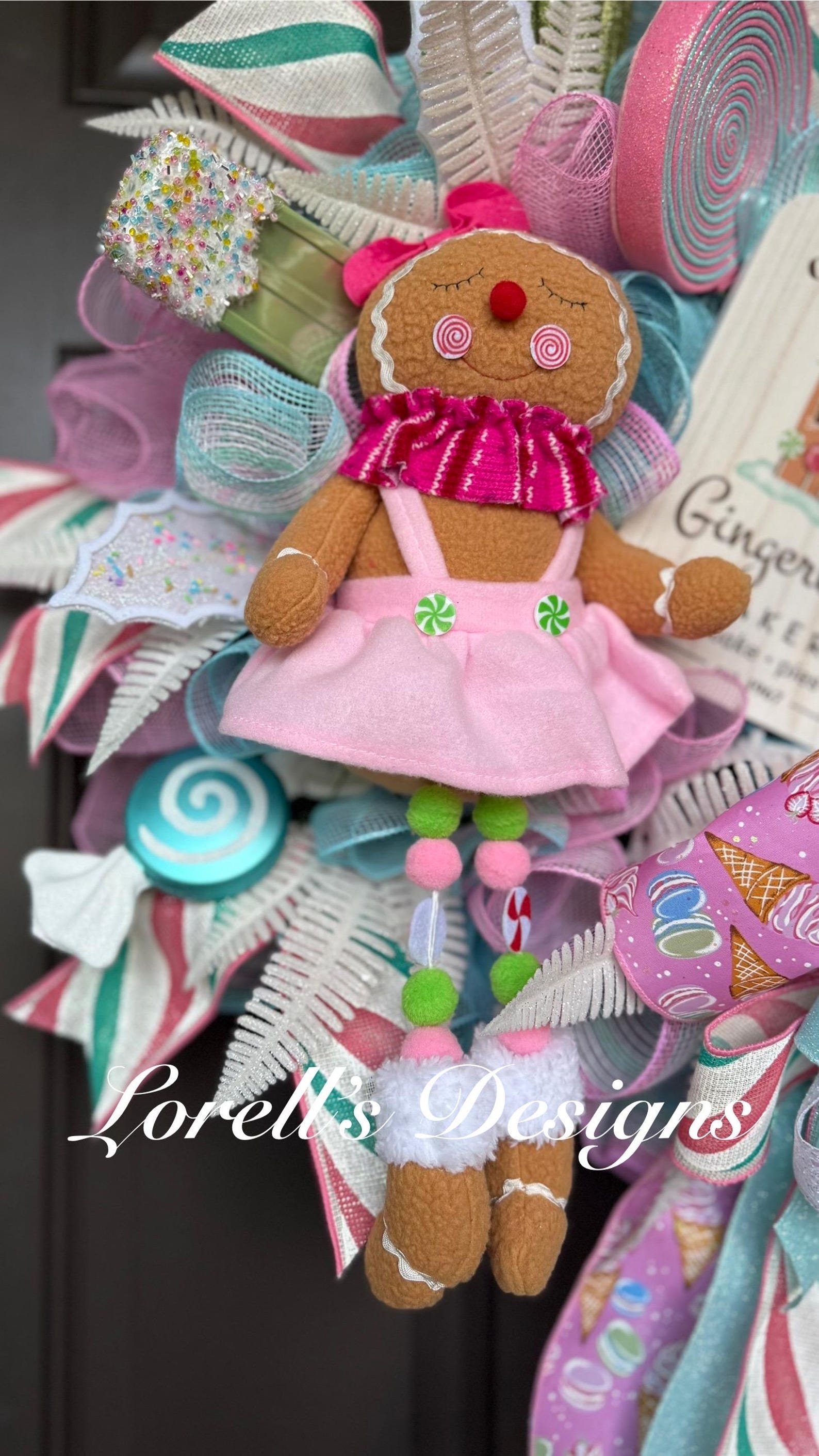 Candyland Gingerbread Wreath, Pastel Christmas Wreath, Holiday Front ...