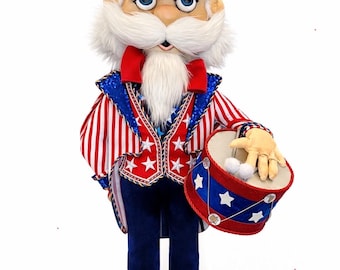 Pre-Order- Drum Uncle Sam Wreath Attachment- with drum, Patriotic Decor, 4th of July Door Decor, Americana Swag Accent, Patriotic Home decor