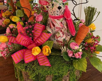 Enchanted Garden Bunny Centerpiece, Spring Bunny Floral Arrangement, Easter Table Decor, Bunny Decor, Spring Centerpiece