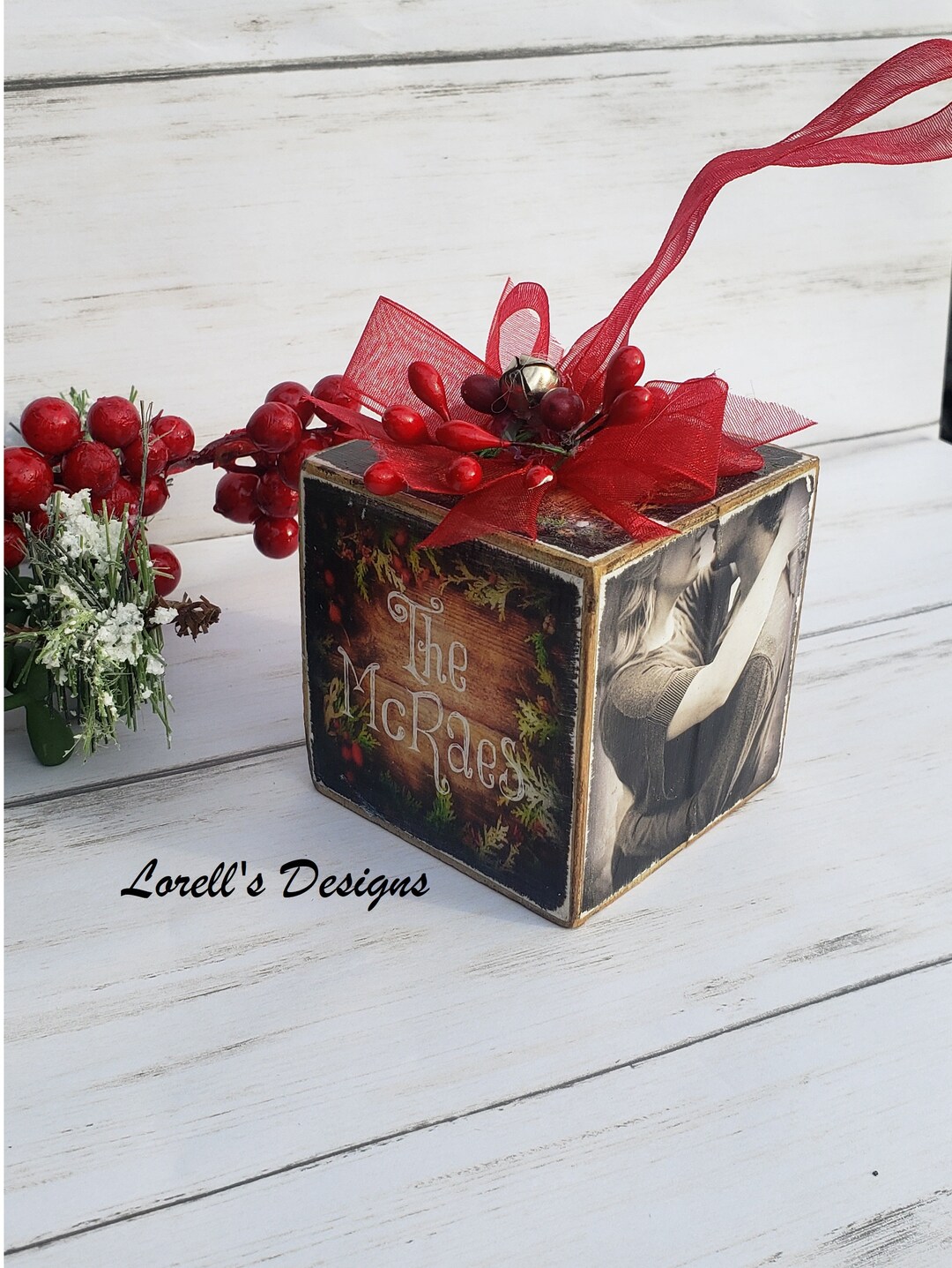 Christmas Personalized Ornament Christmas Photo Block - Etsy