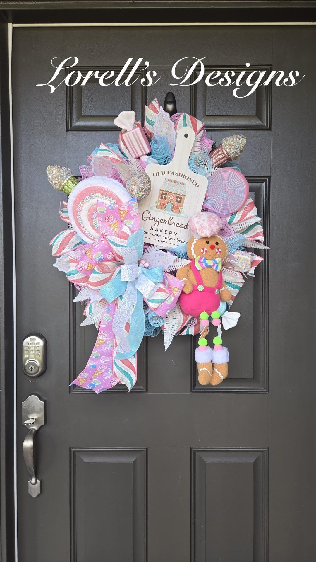 Candyland Gingerbread Chef Wreath, Pastel Christmas Wreath, Holiday ...
