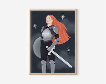 Midnight Warrior Woman | Female Knight | Print