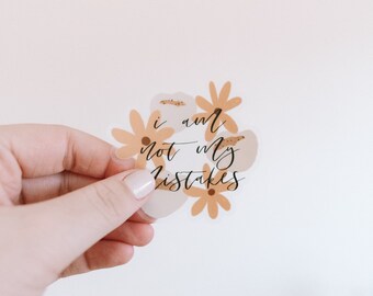 Adhesivo transparente "No soy mis errores" / 3x2,88 pulgadas.