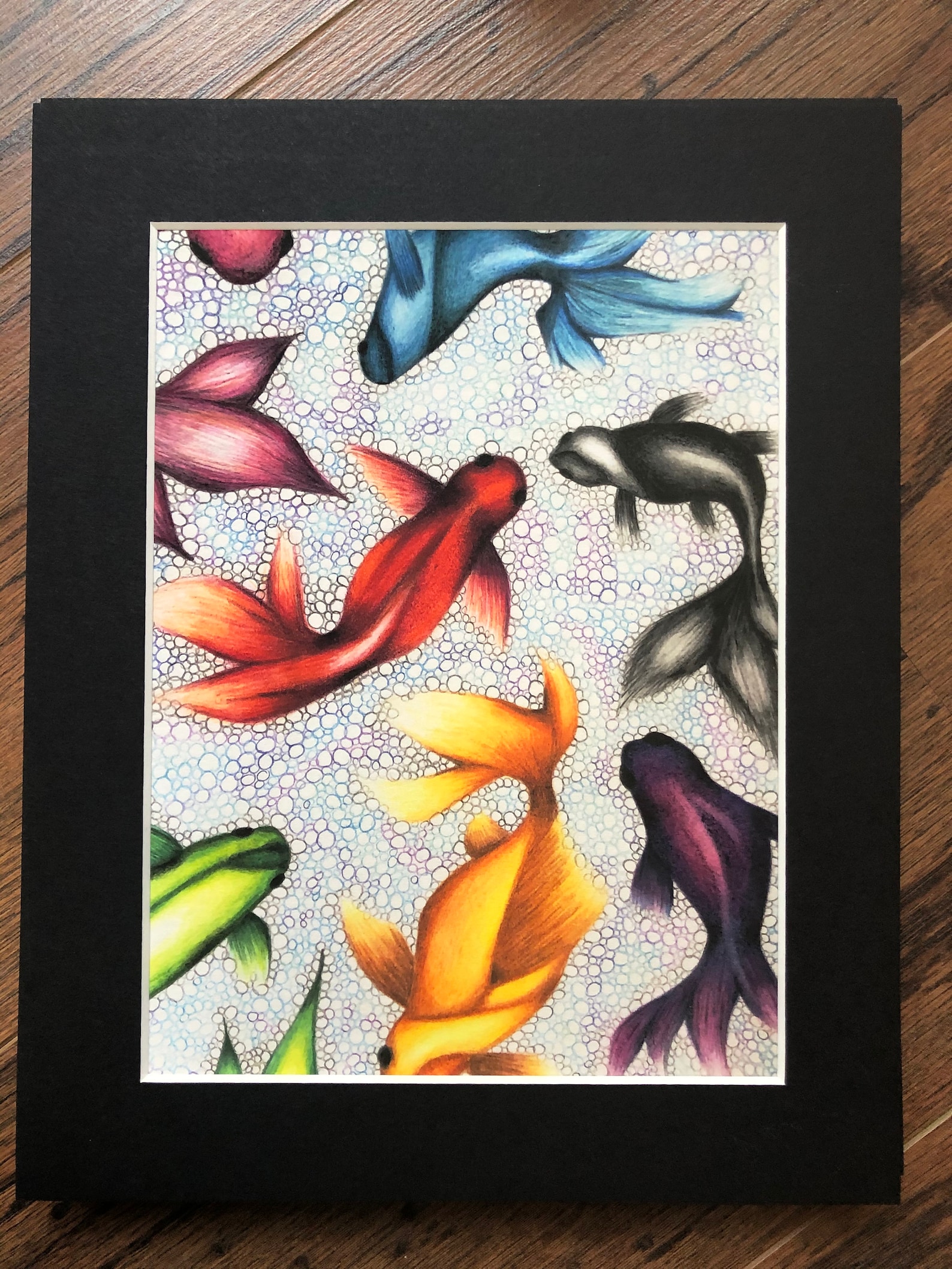 Koi Fish Pencil Crayon Art Print Etsy
