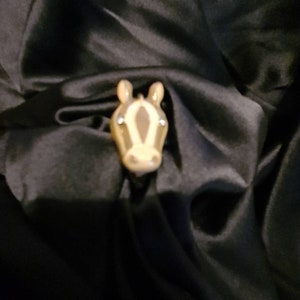 Zebra ring enamel with diamonte eyes retro amazing size P