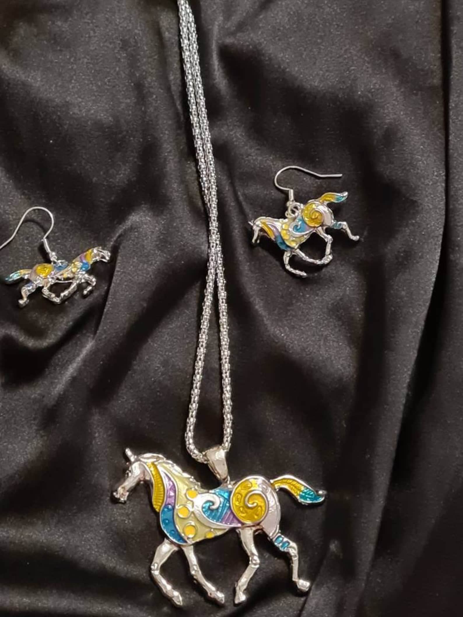 Pendientes de Caballo Plata de Ley 925 Niños Pendientes, Joyería