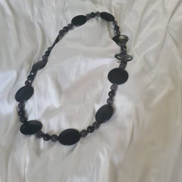 Vintage French Jet Bead black Necklace