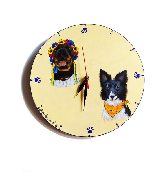 Wall clock Custom pet portrait from photo Dog lover gift Pet | Etsy