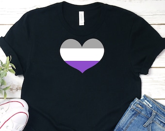 Asexual Pride Shirt, Ace Pride Shirt - Asexual Flag Heart - LGBT Shirt, LGBT Pride 2022 - Short-Sleeve Unisex T-Shirt