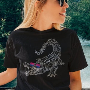 Bi Pride Shirt, Bisexual Pride Shirt, Bisexual Shirt, Bi Shirt, WLW - Alligator - Short-Sleeve Unisex T-Shirt