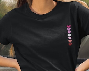 Lesbian Shirt, Gay Pride Shirt - Lesbian Pride Flag Hearts - WLW, LGBT Shirt, Gay Lesbian Pride Shirt - Short-Sleeve Women's T-Shirt