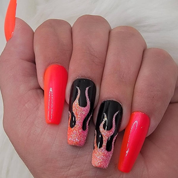 Flame Nails - Etsy