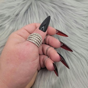 Black stiletto Press on nails,  Extra Long press-on nails, redbottoms, black and red nails, red bottom nails, stiletto nails, Halloween nail