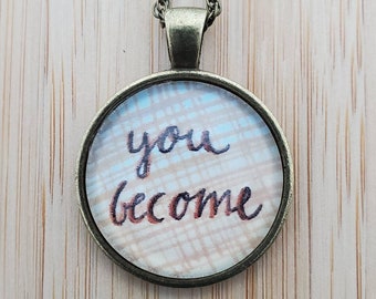 Velveteen Rabbit Children's Book Pendant, "You Become" Necklace explains how to become real. Great teacher, librarian, or mom gift