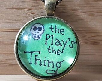 The Play's the Thing, Yorrick Pendant, Silver Shakespeare Necklace, Great Gift for a Teacher