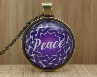 Peace Celtic Knot Necklace, Pendant with One-Word Message of Peace