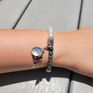 7.5-Inch Rainbow Period Tracker Bracelet with Strength charm, Teen gift for cycle tracking with no app for first menstruation celebration